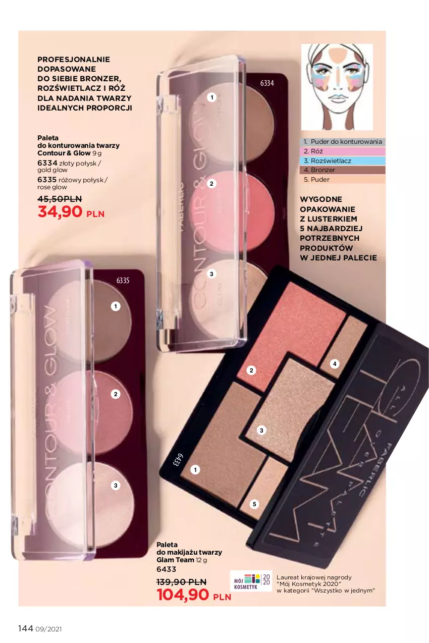 Gazetka promocyjna Faberlic - Gazetka - ważna 14.06 do 04.07.2021 - strona 144 - produkty: Bronzer, Laur, Makijaż, Paleta, Por, Puder, Rozświetlacz