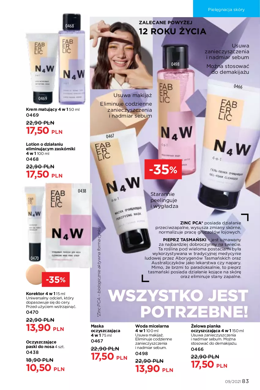 Gazetka promocyjna Faberlic - Gazetka - ważna 14.06 do 04.07.2021 - strona 83 - produkty: Cień, Cynk, Makijaż, Maska, Peeling, Pielęgnacja skóry, Pieprz, Woda, Woda micelarna