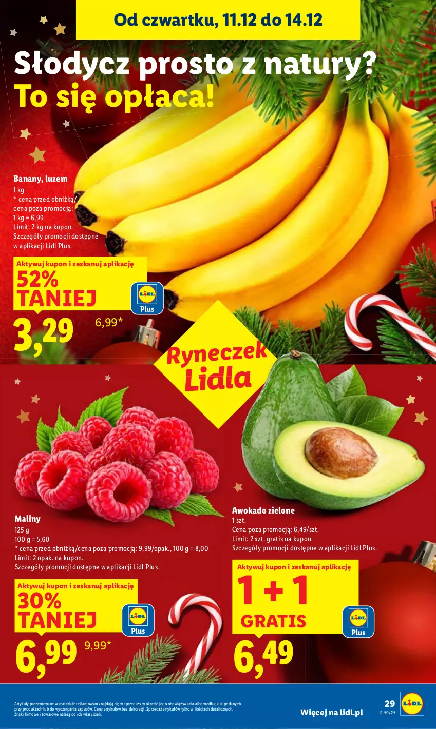 Gazetka promocyjna Lidl - GAZETKA - ważna 11.12 do 14.12.2025 - strona 29 - produkty: Banany, Gra, Maliny