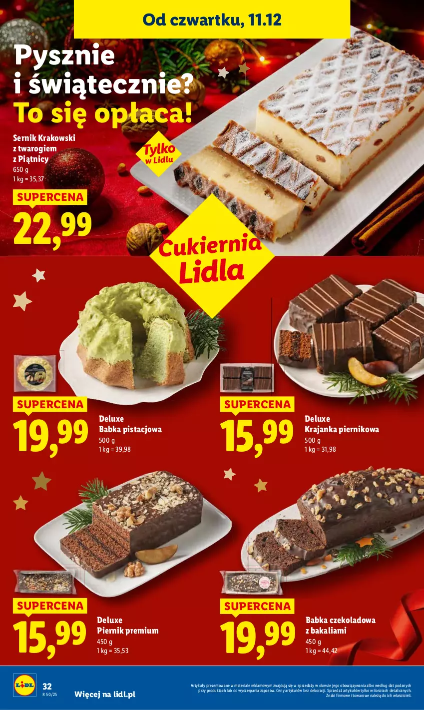 Gazetka promocyjna Lidl - GAZETKA - ważna 11.12 do 14.12.2025 - strona 32 - produkty: Babka, Piernik, Ser