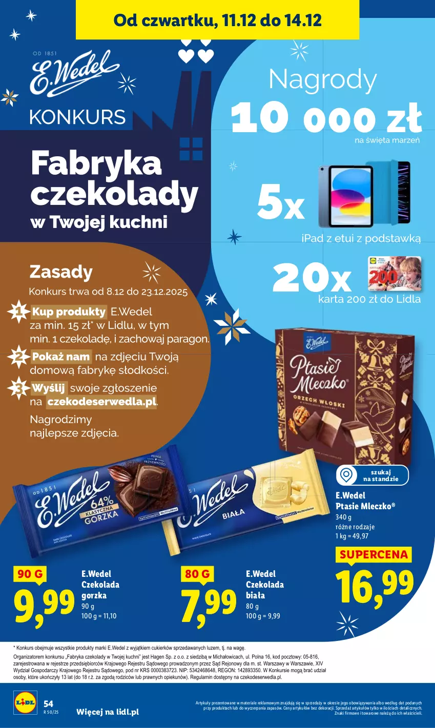 Gazetka promocyjna Lidl - GAZETKA - ważna 11.12 do 14.12.2025 - strona 54 - produkty: Czekolada, Czekolada gorzka, Mleczko, Ptasie mleczko