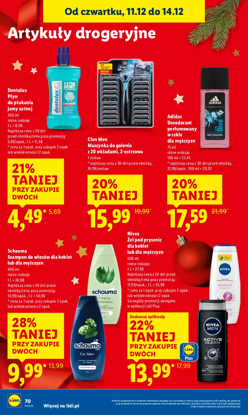Gazetka promocyjna Lidl - GAZETKA - ważna 11.12 do 14.12.2025 - strona 70 - produkty: Adidas, Dezodorant, Maszynka, Maszynka do golenia, Schauma, Szynka