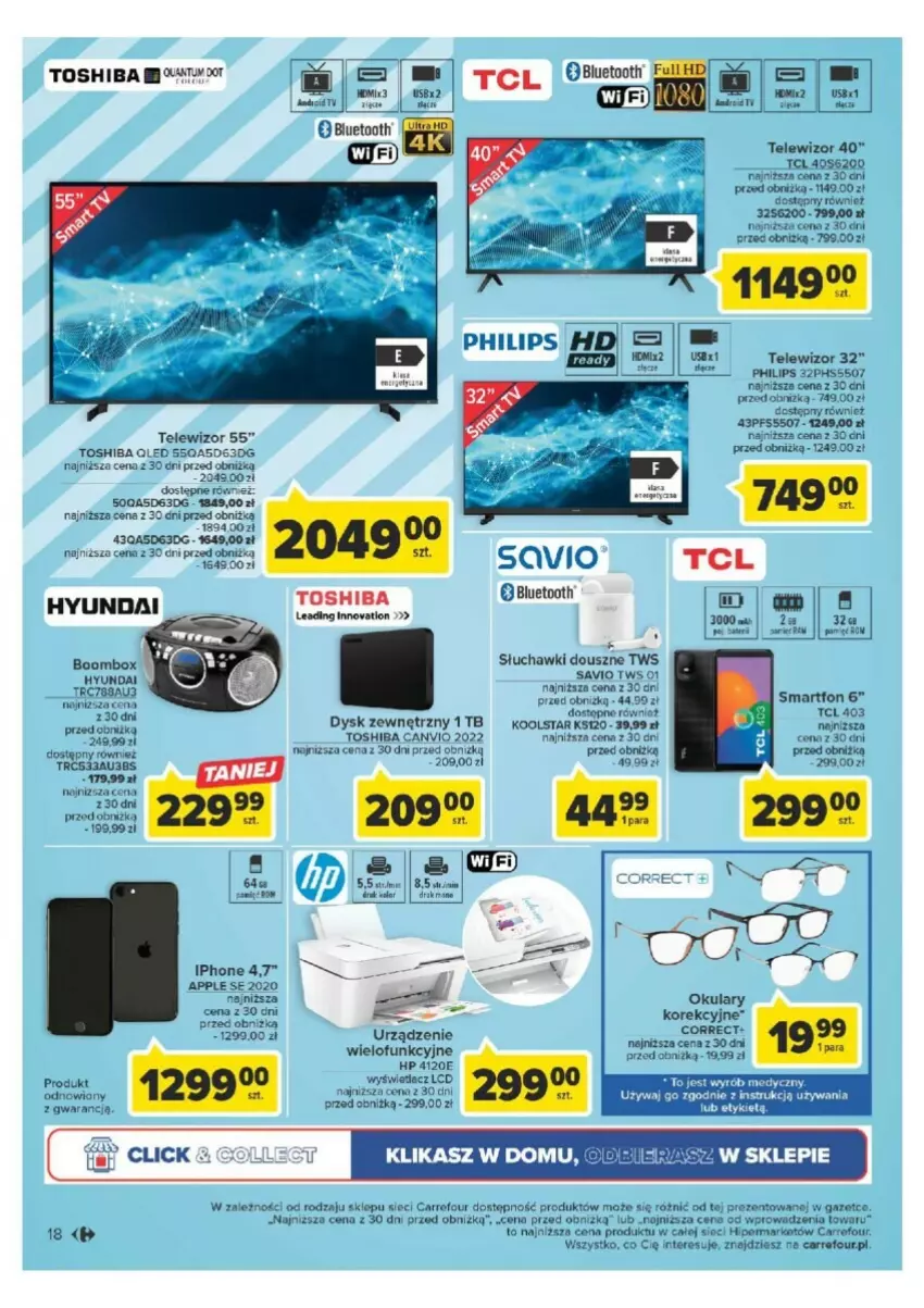 Gazetka promocyjna Carrefour - ważna 29.08 do 09.09.2023 - strona 10 - produkty: Cif, HP, Philips, Słuchawki, Smartfon, Telewizor, Toshiba