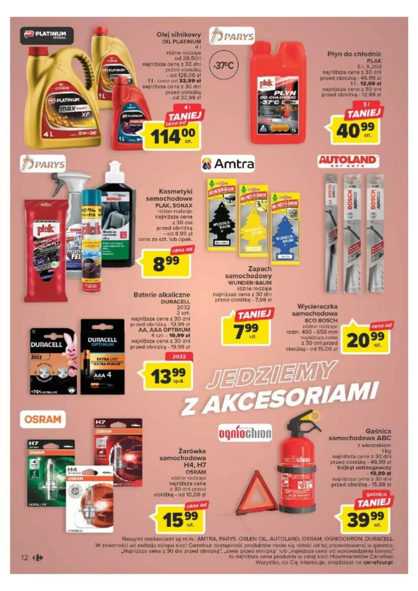 Gazetka promocyjna Carrefour - ważna 29.08 do 09.09.2023 - strona 4 - produkty: Baterie alkaliczne, Bosch, Duracell, Gaśnica, Olej, Olej silnikowy, Płyn do chłodnic, Sonax, Trójkąt ostrzegawczy, Wieszak, Wycieraczka