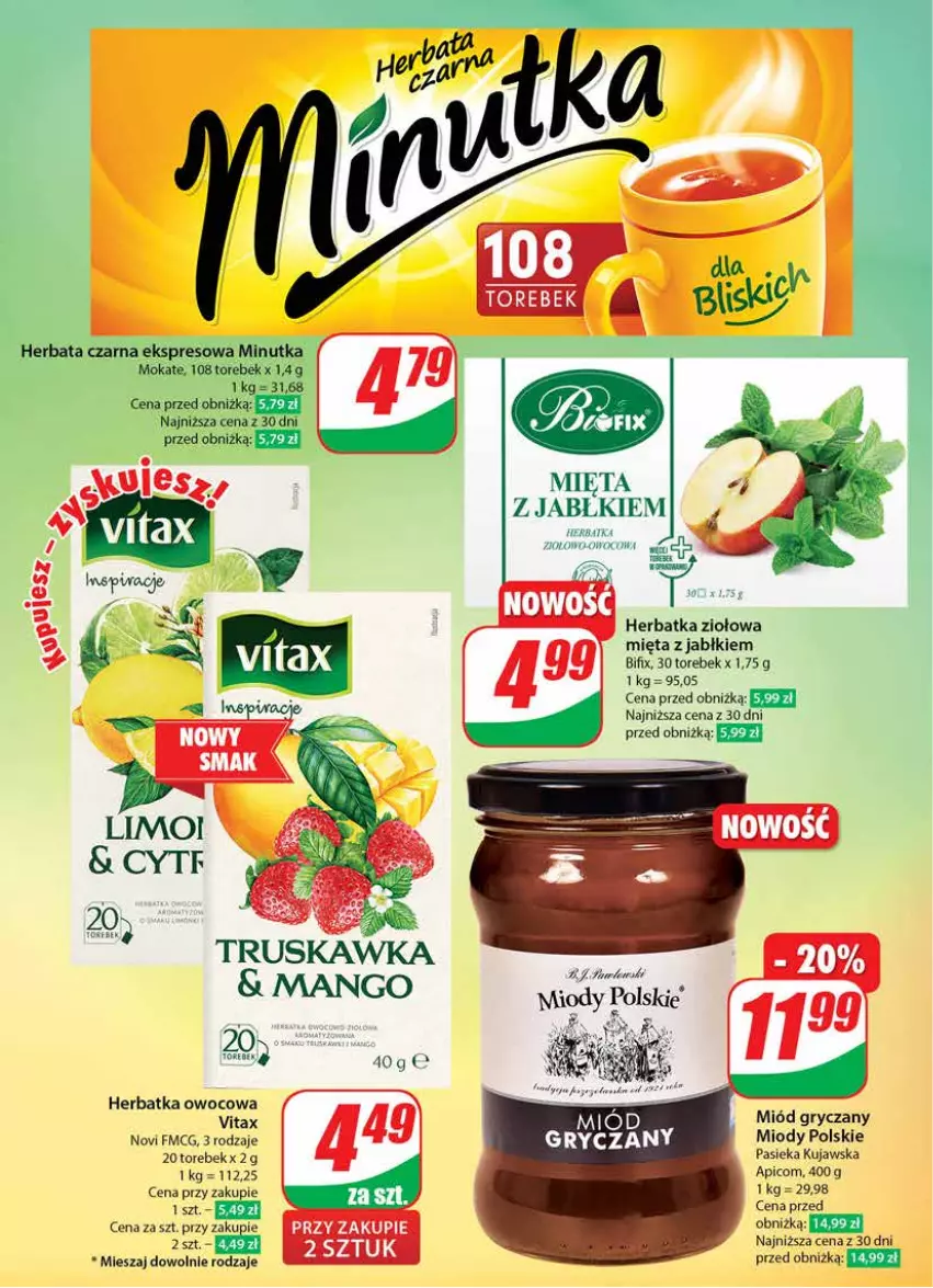 Gazetka promocyjna Dino - Gazetka 16 / 2024 - ważna 17.04 do 23.04.2024 - strona 10 - produkty: Fa, Gry, Herbata, Herbata czarna, Mango, Mięta, Miód, Vitax