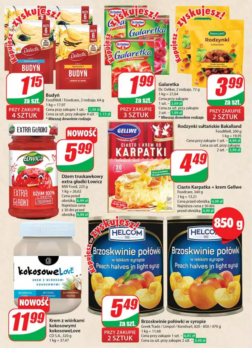 Gazetka promocyjna Dino - Gazetka 16 / 2024 - ważna 17.04 do 23.04.2024 - strona 12 - produkty: Bakalland, Brzoskwinie, Budyń, Dr. Oetker, Dżem, Gala, Galaretka, Karp, Kokos, Rodzynki, Syrop