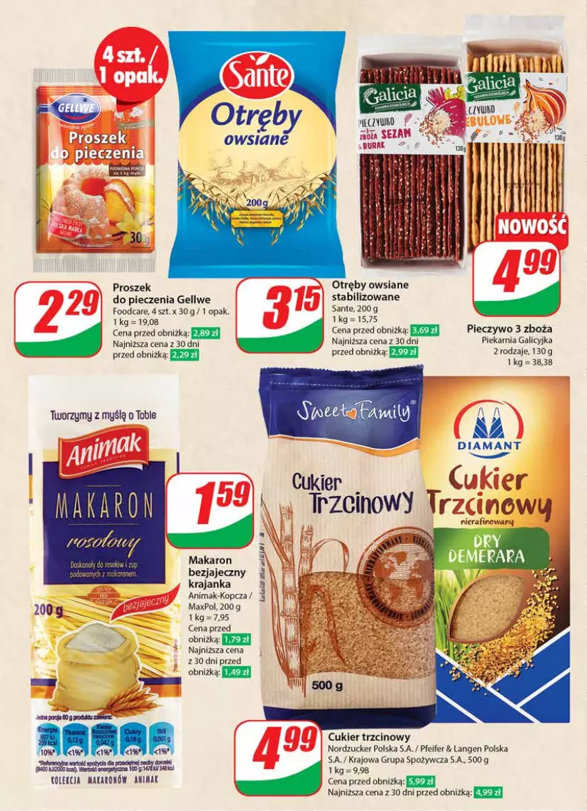 Gazetka promocyjna Dino - Gazetka 16 / 2024 - ważna 17.04 do 23.04.2024 - strona 16 - produkty: Cukier, Cukier trzcinowy, Makaron, Piec, Pieczywo, Proszek do pieczenia, Sante