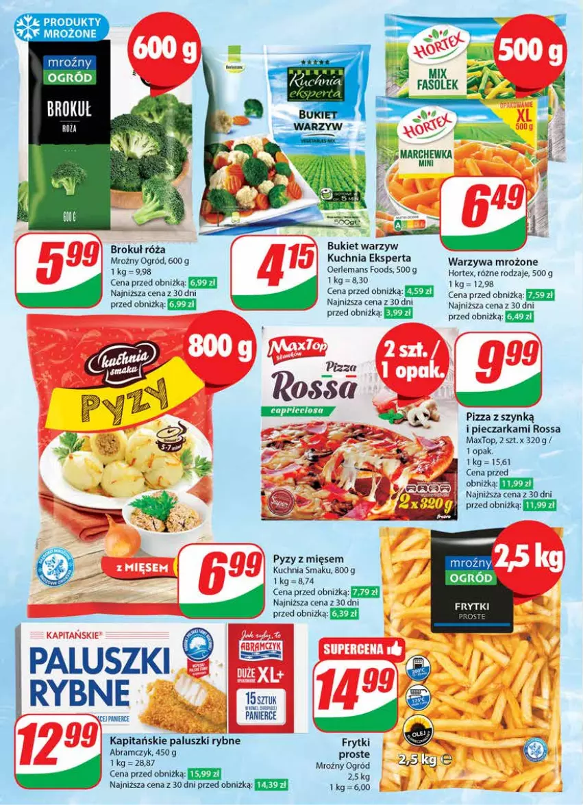 Gazetka promocyjna Dino - Gazetka 16 / 2024 - ważna 17.04 do 23.04.2024 - strona 24 - produkty: Bukiet, Bukiet warzyw, Fa, Frytki, Hortex, Kuchnia, Ogród, Paluszki rybne, Piec, Pieczarka, Pizza, Produkty mrożone, Róża, Top, Warzywa