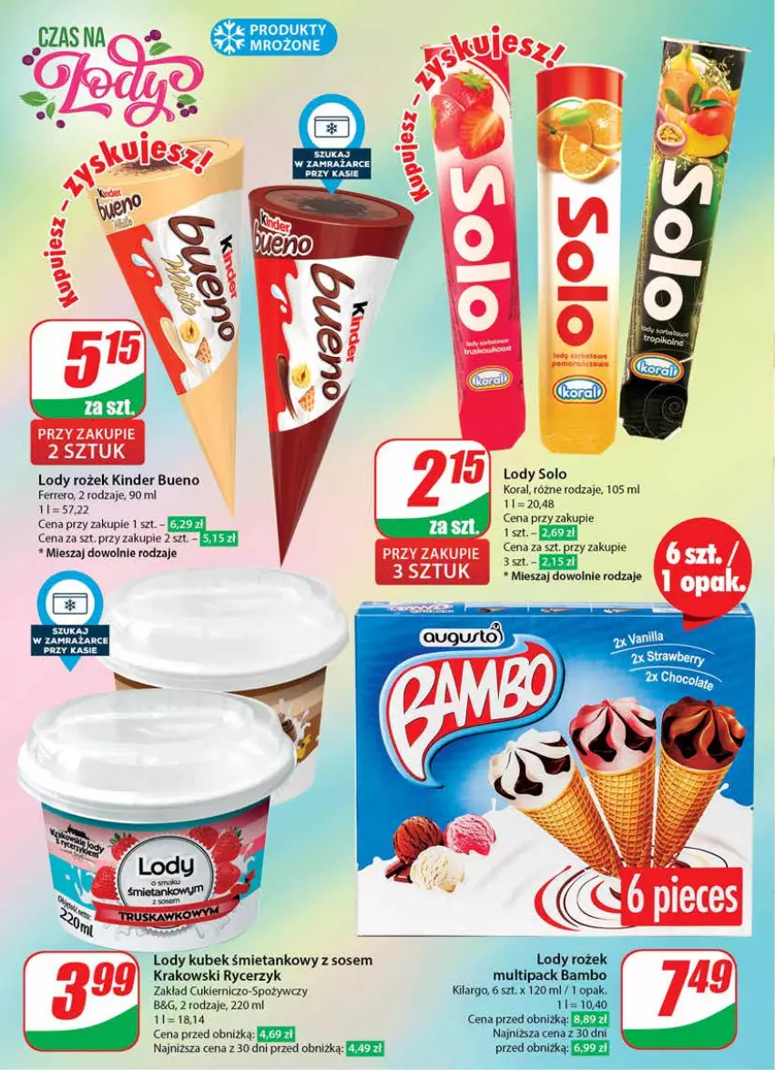 Gazetka promocyjna Dino - Gazetka 16 / 2024 - ważna 17.04 do 23.04.2024 - strona 28 - produkty: Cukier, Ferrero, Kinder, Kinder Bueno, Kubek, Lody, Sos