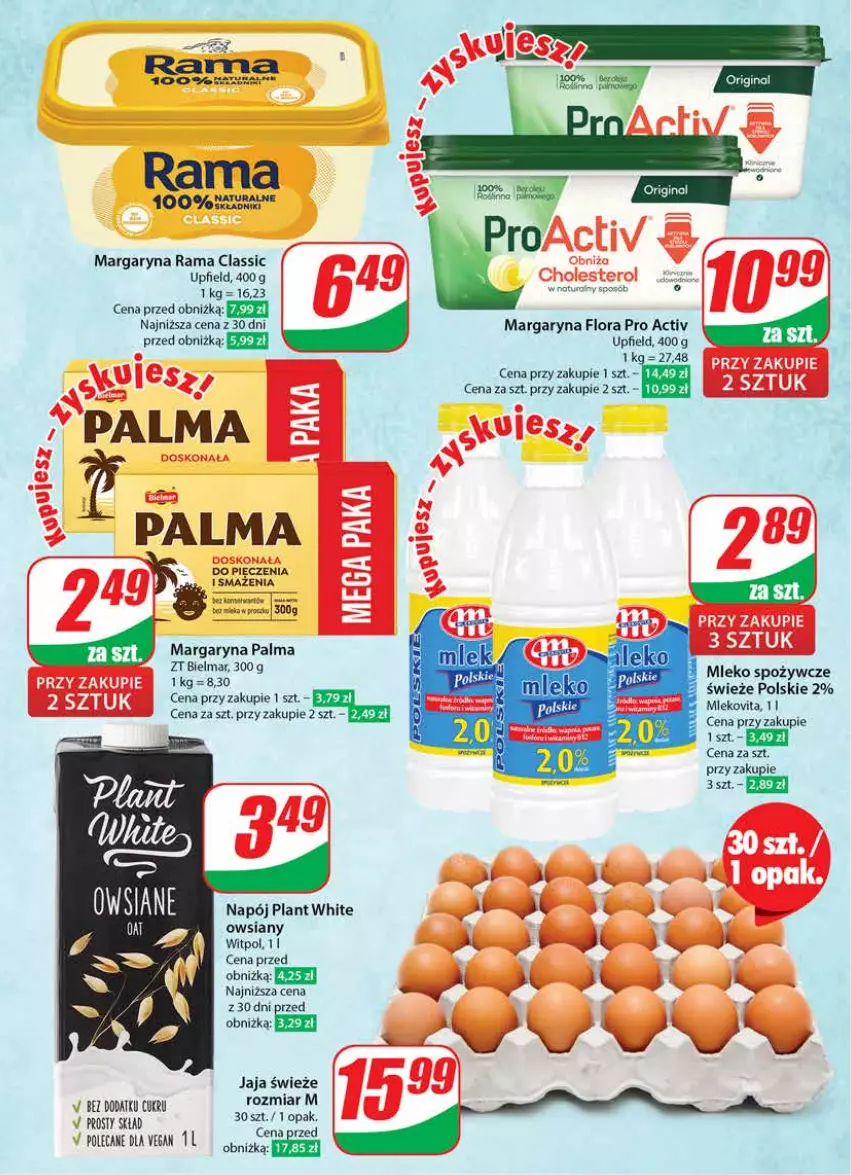 Gazetka promocyjna Dino - Gazetka 16 / 2024 - ważna 17.04 do 23.04.2024 - strona 37 - produkty: Flora, Jaja, Kaki, Margaryna, Mleko, Napój, Palma, Rama