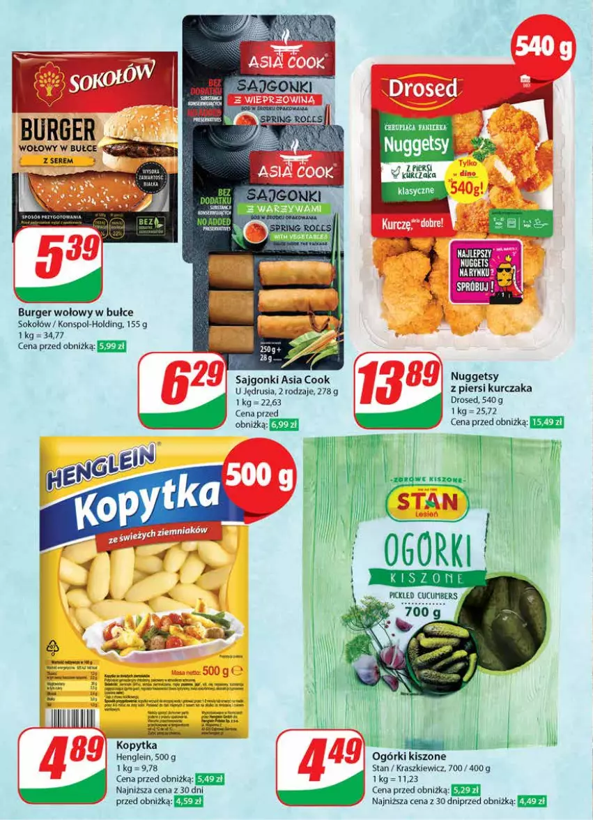 Gazetka promocyjna Dino - Gazetka 16 / 2024 - ważna 17.04 do 23.04.2024 - strona 40 - produkty: Burger, Kurczak, Sajgonki, Ser, Sok, Sokołów