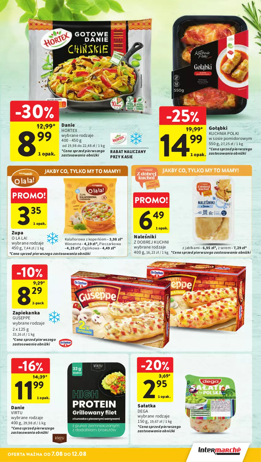 Gazetka promocyjna Intermarche - Gazetka Intermarche - ważna 07.08 do 12.08.2025 - strona 17 - produkty: Dega, Hortex, Jabłka, Kalafior, Kuchnia, Naleśniki, Piec, Sałat, Sałatka, Ser, Sos, Virtu, Zapiekanka, Zupa