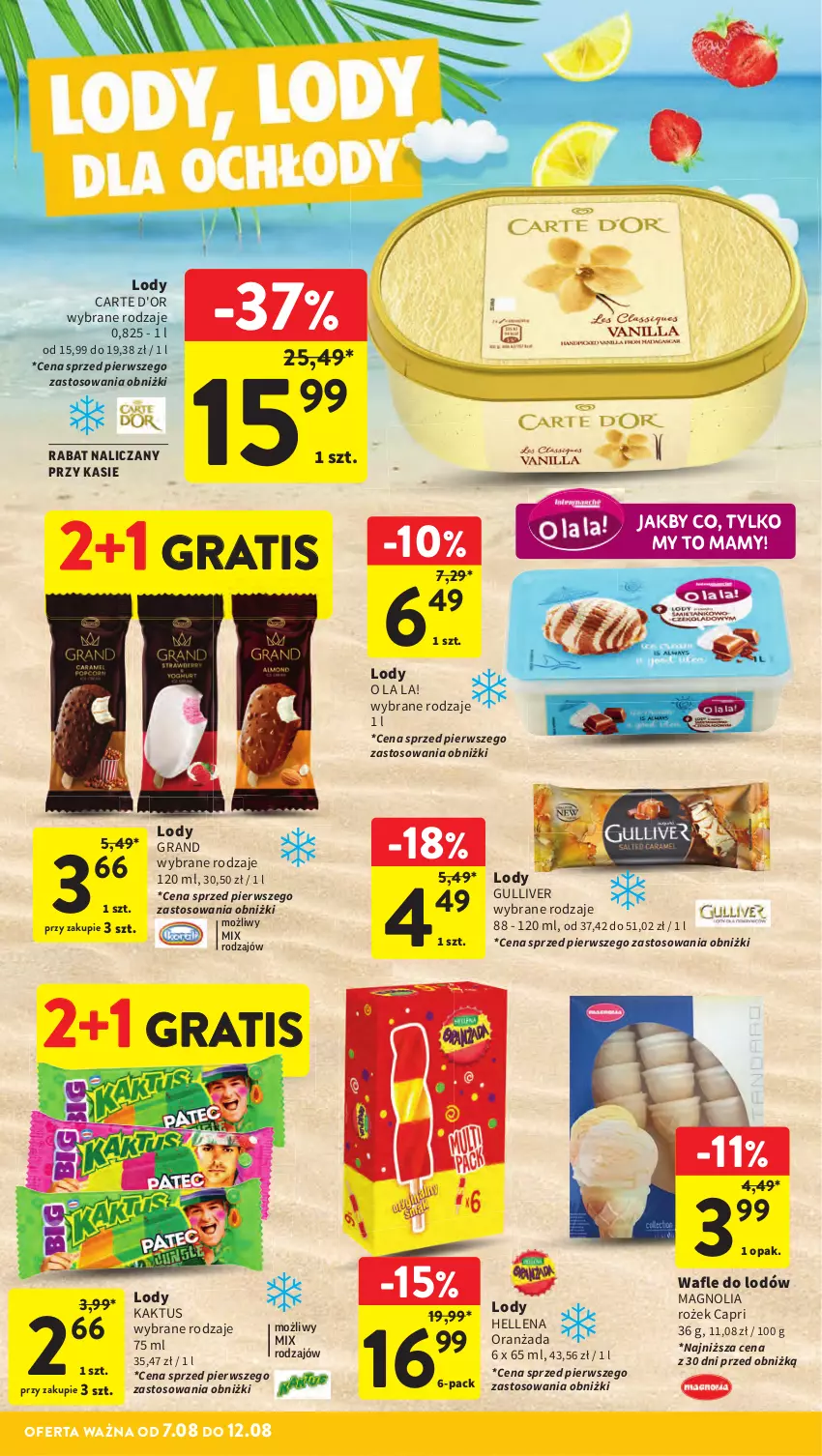 Gazetka promocyjna Intermarche - Gazetka Intermarche - ważna 07.08 do 12.08.2025 - strona 22 - produkty: Carte d'Or, Gra, Hellena, Kaktus, Lody, Oranżada