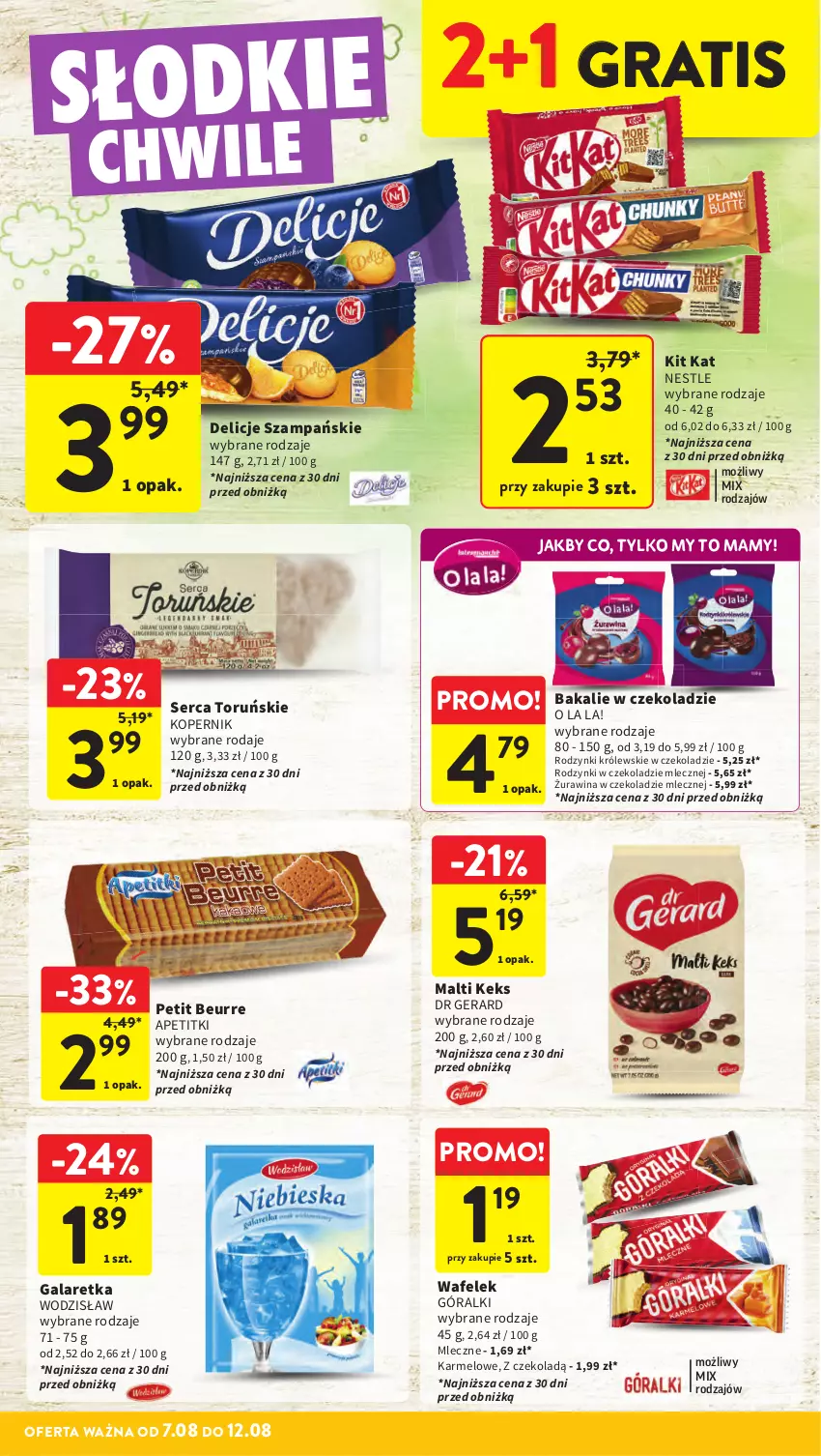 Gazetka promocyjna Intermarche - Gazetka Intermarche - ważna 07.08 do 12.08.2025 - strona 24 - produkty: Delicje, Dr Gerard, Gala, Galaretka, Góralki, Gra, Kit Kat, Królewski, Rodzynki, Ser, Wafelek