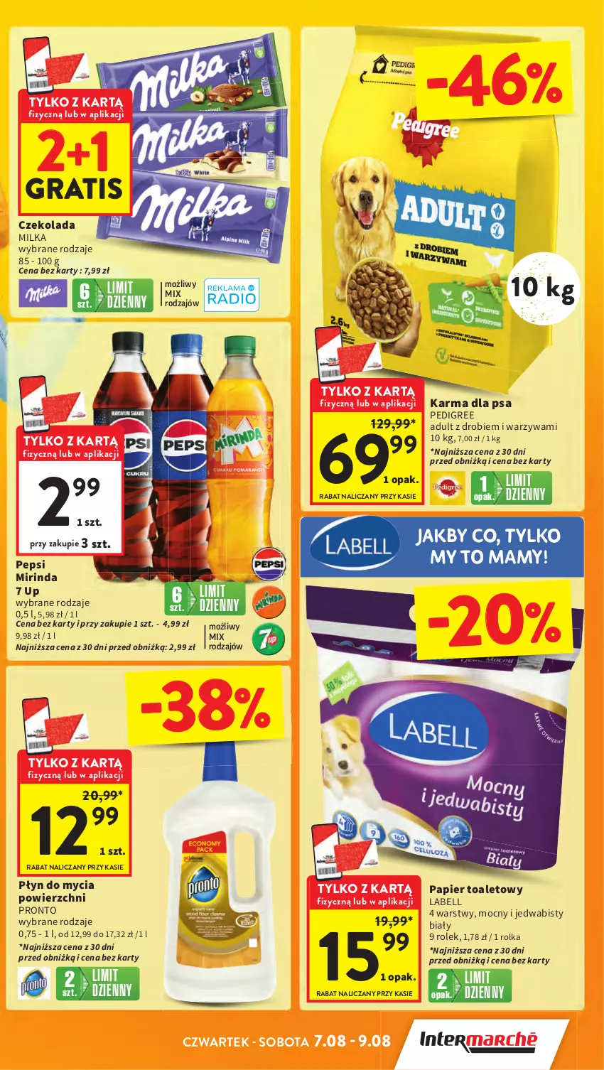 Gazetka promocyjna Intermarche - Gazetka Intermarche - ważna 07.08 do 12.08.2025 - strona 3 - produkty: Bell, Czekolada, Gra, Milka, Mirinda, Papier, Papier toaletowy, Pedigree, Pepsi, Płyn do mycia, Pronto, Warzywa
