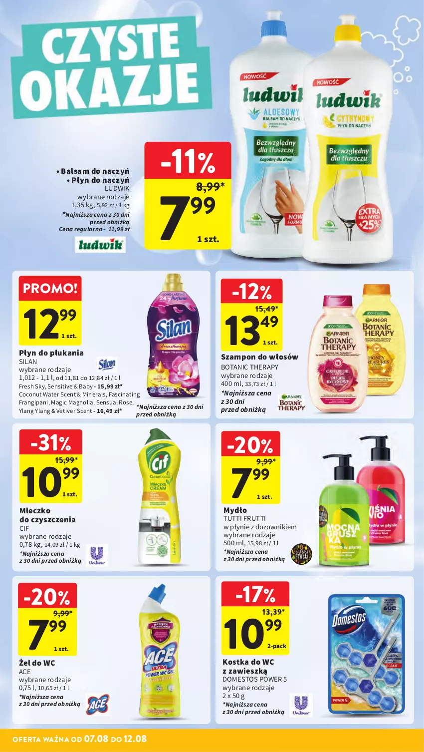 Gazetka promocyjna Intermarche - Gazetka Intermarche - ważna 07.08 do 12.08.2025 - strona 34 - produkty: Cif, Domestos, Dozownik, Fa, Kostka do wc, Ludwik, Mleczko, Mydło, Płyn do płukania, Sensual, Silan, Szampon