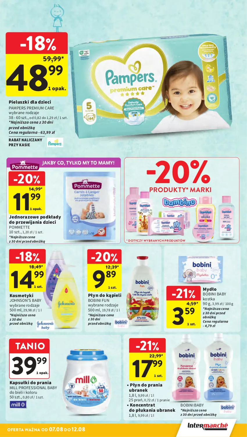Gazetka promocyjna Intermarche - Gazetka Intermarche - ważna 07.08 do 12.08.2025 - strona 37 - produkty: Dzieci, Johnson's, Johnson's Baby, Kapsułki do prania, Mydło, Pampers, Płyn do kąpieli, Płyn do prania, Podkład
