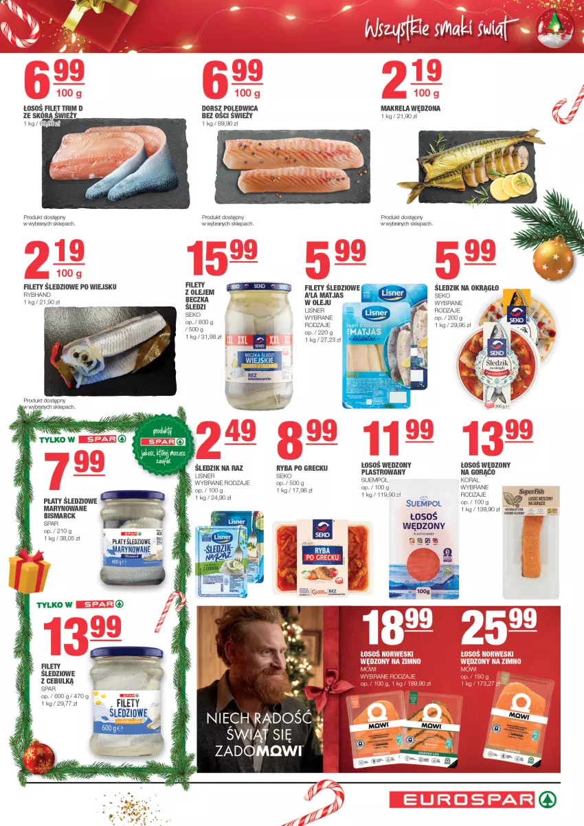 Gazetka promocyjna Spar - EuroSpar - ważna 17.12 do 27.12.2023 - strona 3 - produkty: Dorsz, Lisner, Matjas, Olej, Płaty śledziowe, Polędwica, Ryba, Ryba po grecku, SEKO, Suempol