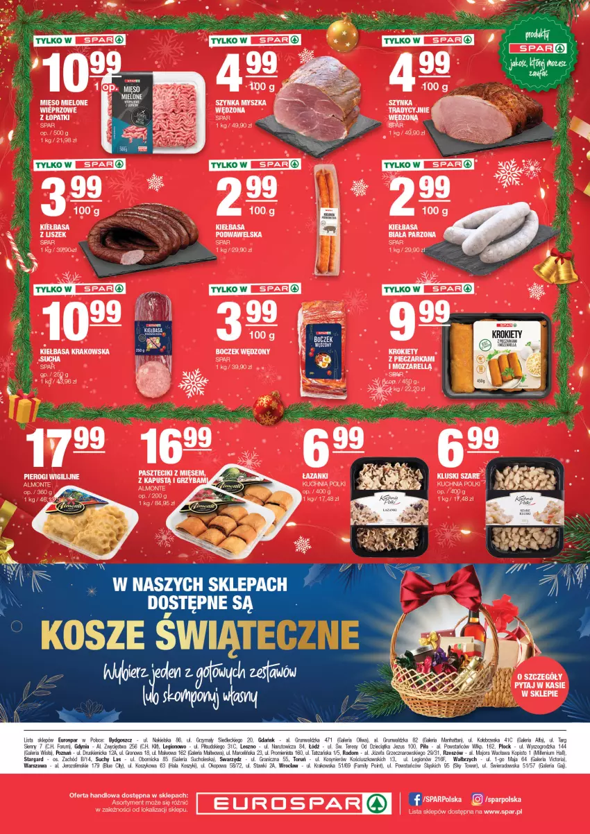 Gazetka promocyjna Spar - EuroSpar - ważna 17.12 do 27.12.2023 - strona 4 - produkty: Boczek, Dzieci, Fa, Gra, Kiełbasa, Kosz, Krokiety, Kuchnia, Mięso, Mięso mielone, Monte, Mysz, Rum, Szynka, Wawel