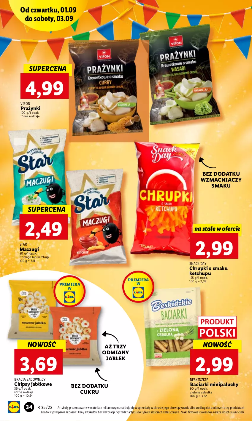 Gazetka promocyjna Lidl - GAZETKA - ważna 01.09 do 03.09.2022 - strona 34 - produkty: Beskidzki, Chipsy, Chrupki, Ketchup