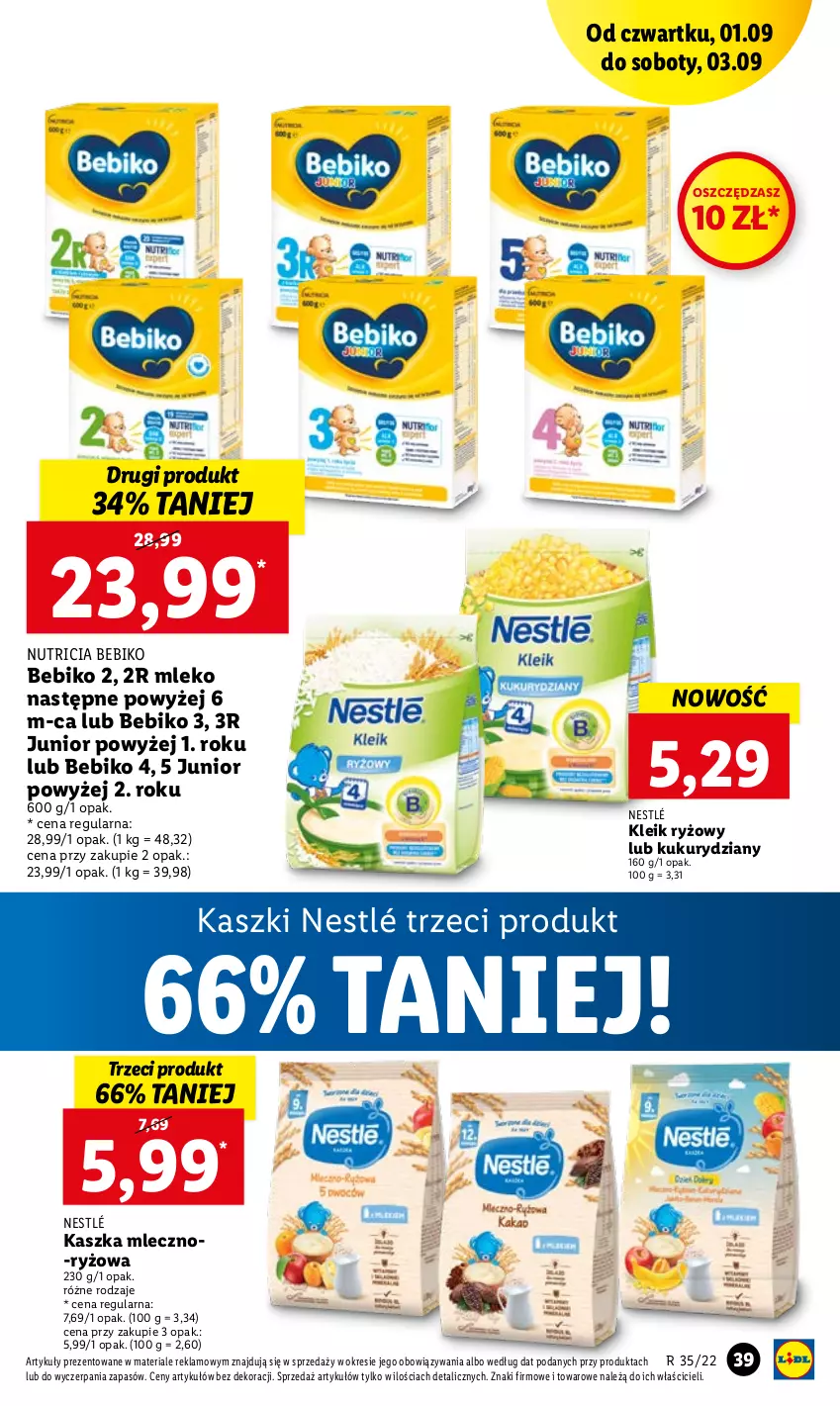 Gazetka promocyjna Lidl - GAZETKA - ważna 01.09 do 03.09.2022 - strona 39 - produkty: Bebiko, Mleko, Nestlé, O nas, Ryż