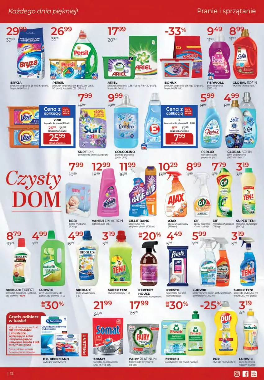 Gazetka promocyjna Drogerie Jawa - ważna 14.09 do 22.09.2021 - strona 12 - produkty: Ajax, Ariel, Bryza, Chusteczki, Cif, Cillit Bang, Coccolino, Fa, Fairy, Frosch, Gra, Ludwik, Mleczko, Persil, Perwoll, Presto, Proszek do prania, Pur, Sidolux, Surf