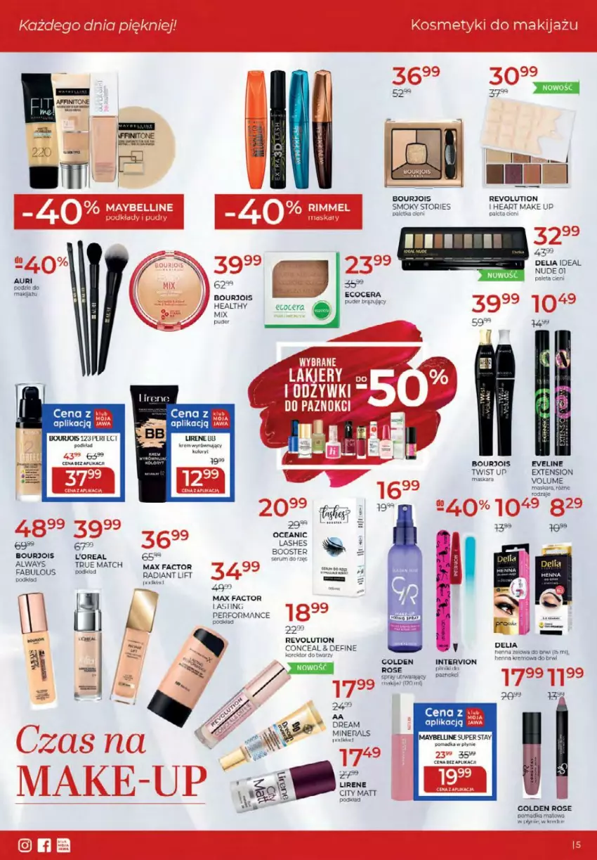 Gazetka promocyjna Drogerie Jawa - ważna 14.09 do 22.09.2021 - strona 5 - produkty: Always, Bell, Booster, Bourjois, Eveline, Fa, Lirene, Maska, Maskara, Max Factor, Maybelline, Mop, Ocet, Paleta, Por