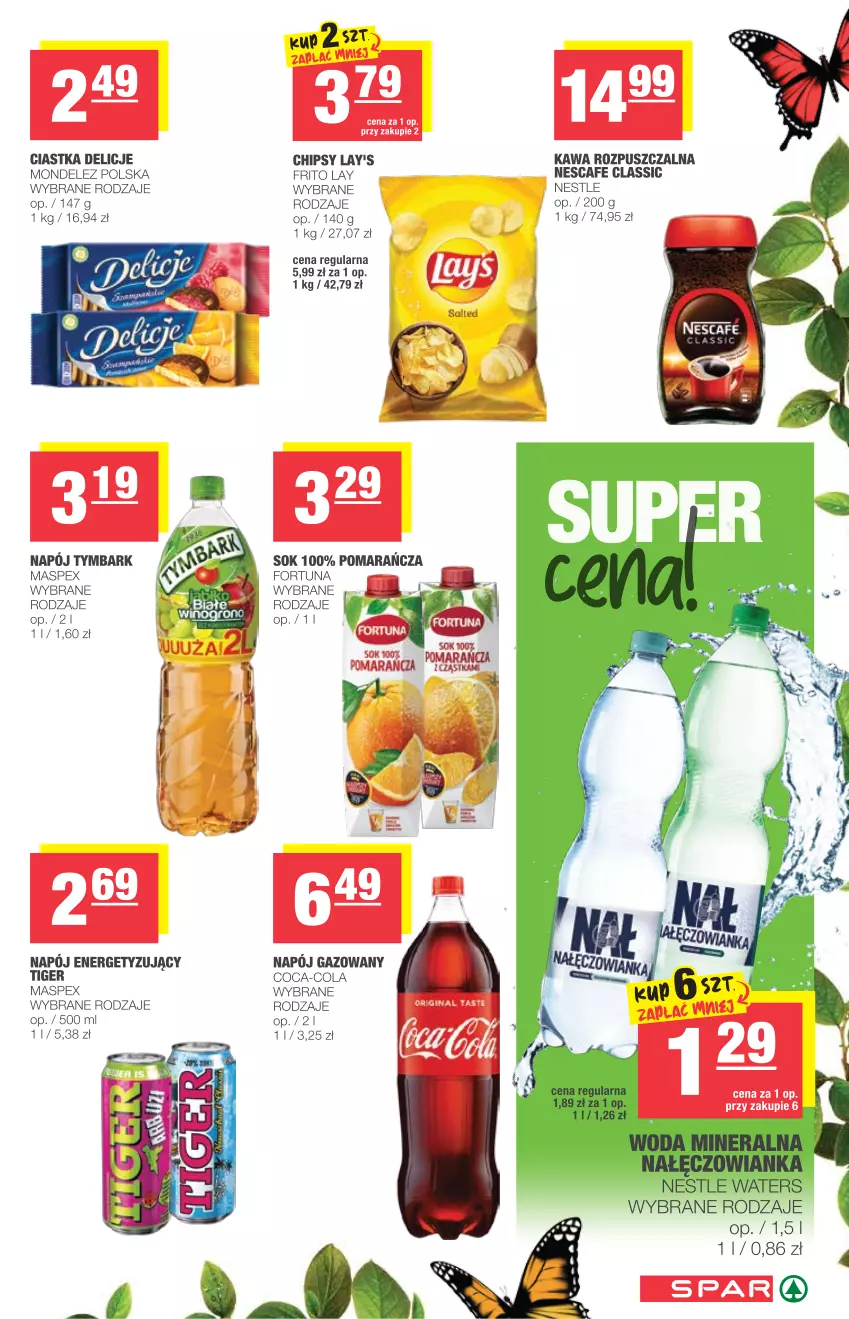 Gazetka promocyjna Spar - Spar - ważna 28.04 do 04.05.2021 - strona 7 - produkty: Chipsy, Ciastka, Delicje, Fortuna, Kawa, Kawa rozpuszczalna, Napój, Napój gazowany, Sok, Tiger, Tymbark