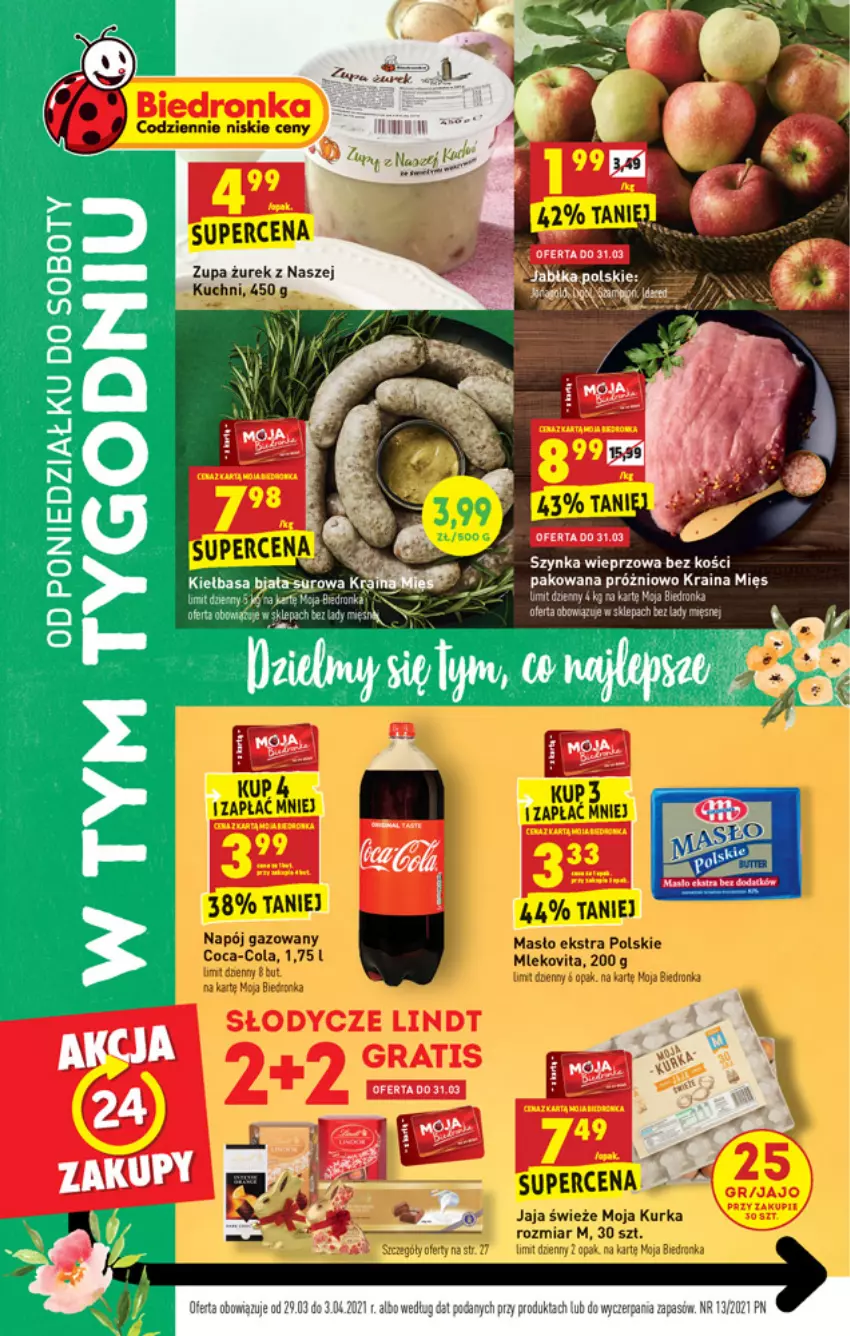 Gazetka promocyjna Biedronka - W tym tygodniu PN - ważna 29.03 do 03.04.2021 - strona 1 - produkty: Dron, Fa, Jabłka, Kiełbasa, Szynka, Szynka wieprzowa