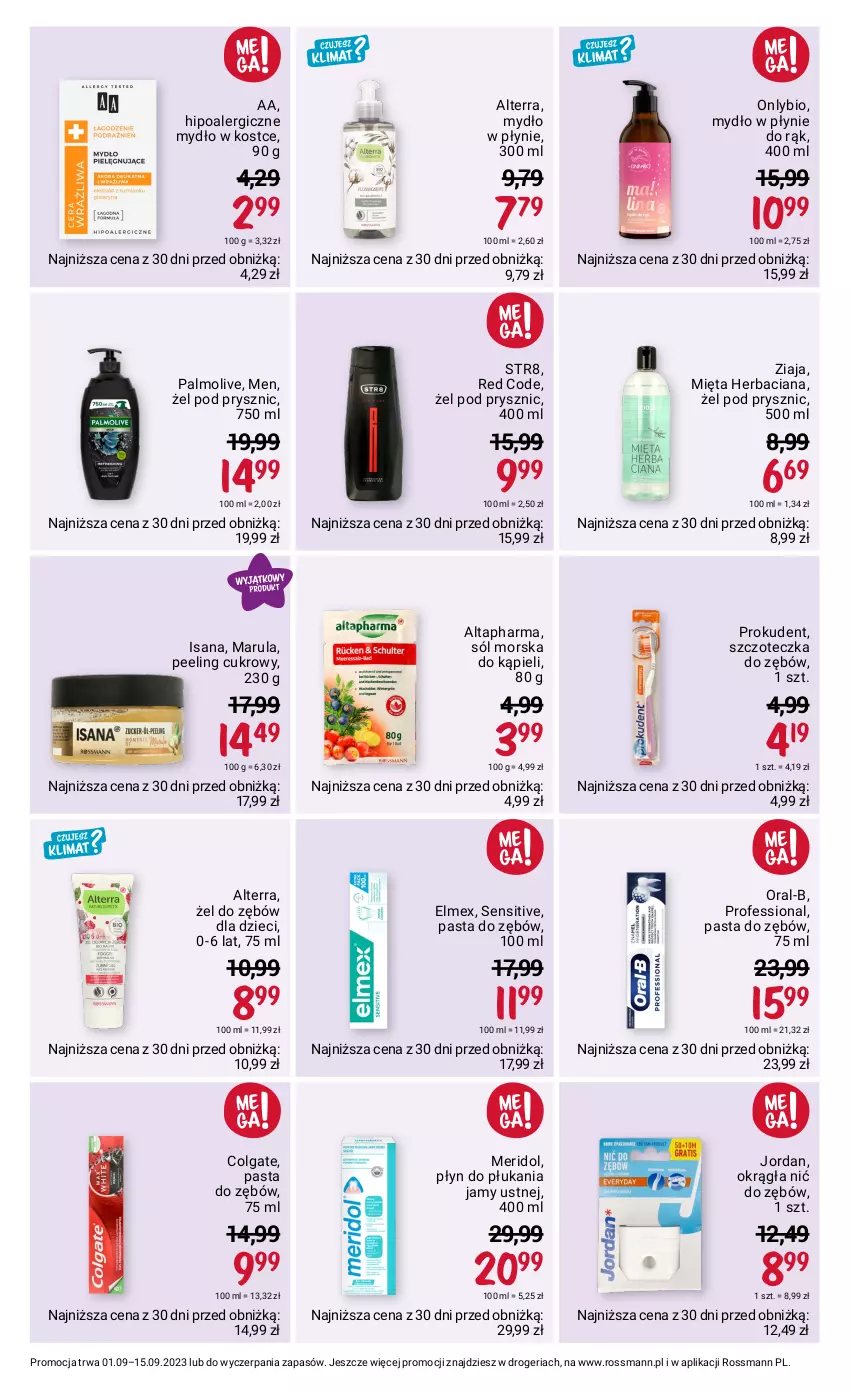 Gazetka promocyjna Rossmann - 1 września - ważna 01.09 do 15.09.2023 - strona 3 - produkty: Alterra, Colgate, Dzieci, Elmex, Isana, LG, Mięta, Mydło, Mydło w płynie, Palmolive, Pasta do zębów, Peeling, Płyn do płukania, Płyn do płukania jamy ustnej, Prokudent, Sól, Str8, Szczoteczka, Szczoteczka do zębów, Ziaja