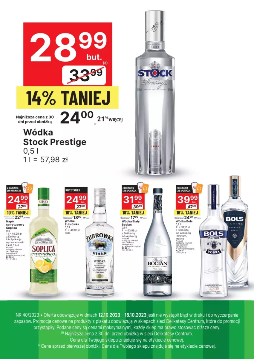 Gazetka promocyjna Delikatesy Centrum - Folder alkoholowy DC40 - ważna 12.10 do 18.10.2023 - strona 1 - produkty: Bols, Rum, Soplica, Stock, Wódka