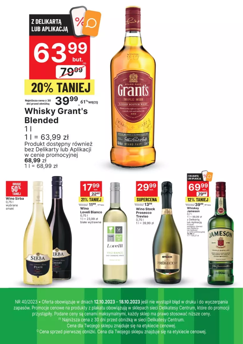 Gazetka promocyjna Delikatesy Centrum - Folder alkoholowy DC40 - ważna 12.10 do 18.10.2023 - strona 2 - produkty: Gra, Grant's, Por, Prosecco, Rum, Stock, Whiskey, Whisky, Wino