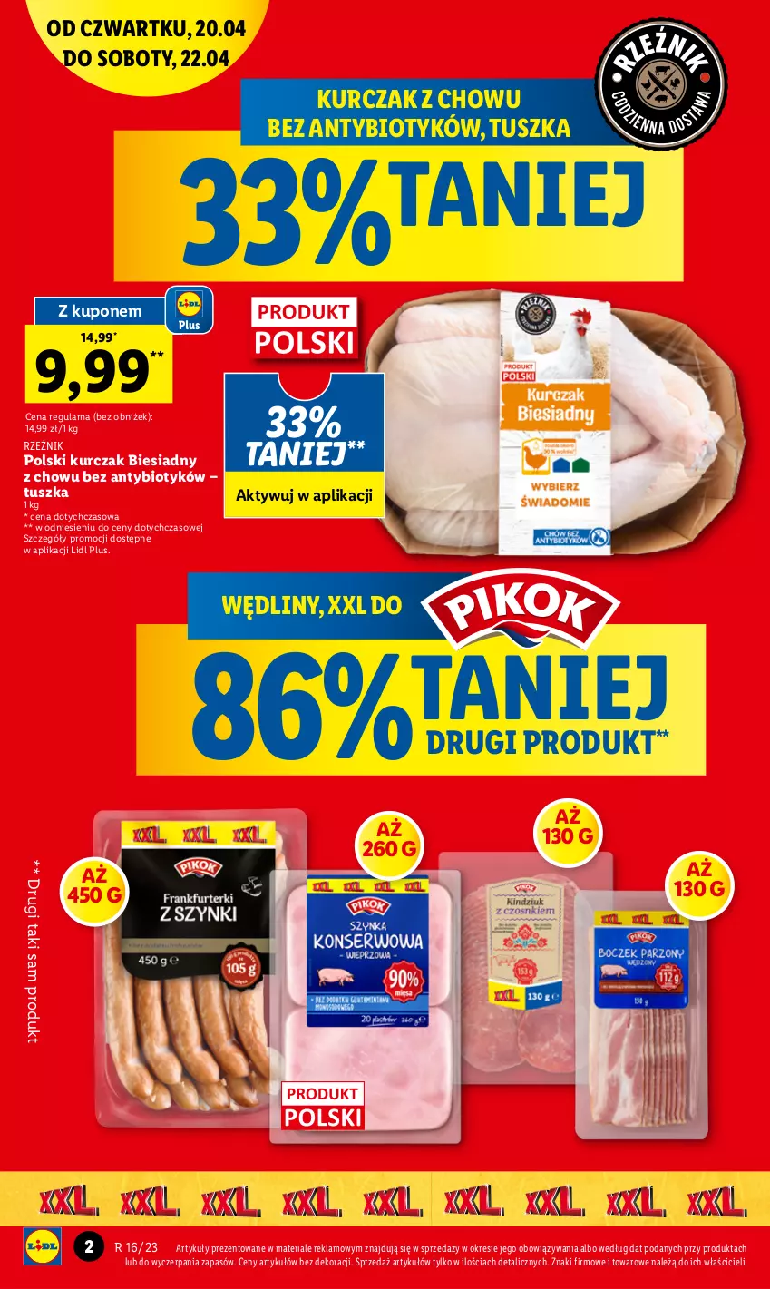 Gazetka promocyjna Lidl - GAZETKA - ważna 20.04 do 22.04.2023 - strona 2 - produkty: Kurczak, Tusz