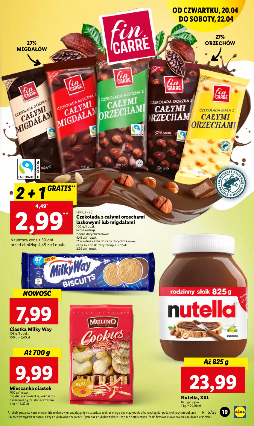 Gazetka promocyjna Lidl - GAZETKA - ważna 20.04 do 22.04.2023 - strona 25 - produkty: Ciastka, Czekolada, Gra, Kokos, Milky Way, Mola, Nutella, Rogal, Sanki, Stek