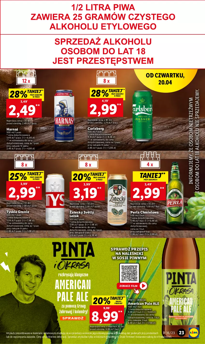 Gazetka promocyjna Lidl - GAZETKA - ważna 20.04 do 22.04.2023 - strona 29 - produkty: Carlsberg, Harnaś, Heineken, Kasztelan, Naleśniki, Perła, Sos, Tyskie