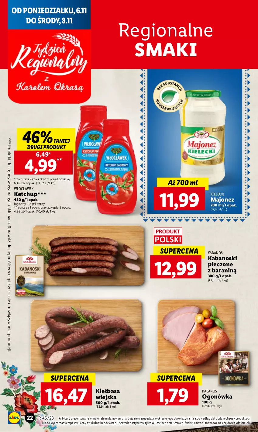 Gazetka promocyjna Lidl - GAZETKA - ważna 06.11 do 08.11.2023 - strona 34 - produkty: Kabanos, Ketchup, Kiełbasa, Kiełbasa wiejska, Majonez, Ogonówka, Piec