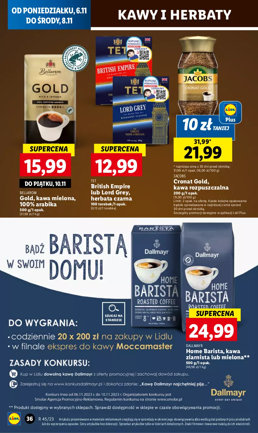 Gazetka promocyjna Lidl - GAZETKA - ważna 06.11 do 08.11.2023 - strona 48 - produkty: Bell, Bella, Brit, Dallmayr, Herbata, Herbata czarna, Jacobs, Kawa, Kawa mielona, Kawa rozpuszczalna, Kawa ziarnista, Olej, Torebka