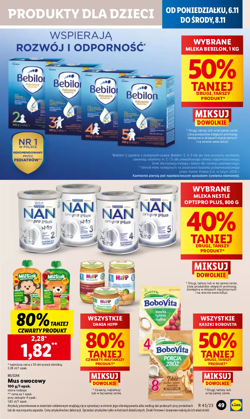 Gazetka promocyjna Lidl - GAZETKA - ważna 06.11 do 08.11.2023 - strona 61 - produkty: BEBILON, BoboVita, Dzieci, HiPP, Mus, Nestlé