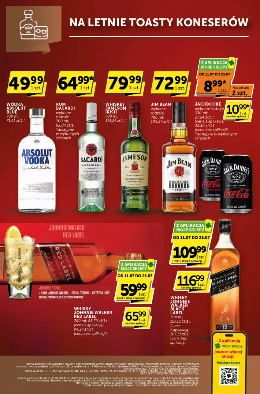 Gazetka promocyjna ABC - ważna 11.07 do 23.07.2024 - strona 8 - produkty: Absolut, Bacardi, Bourbon, Dywan, Jameson, Johnnie Walker, Piec, Rum, Ser, Tera, Waga, Whiskey, Whisky, Wódka