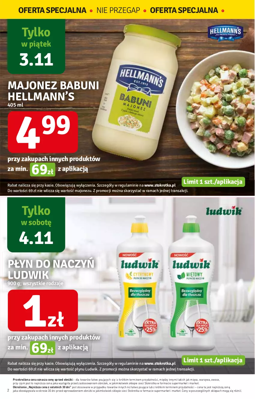 Gazetka promocyjna Stokrotka - Market - ważna 03.11 do 08.11.2023 - strona 2 - produkty: Babuni, Hellmann’s, Majonez, Mięso, Owoce, Warzywa