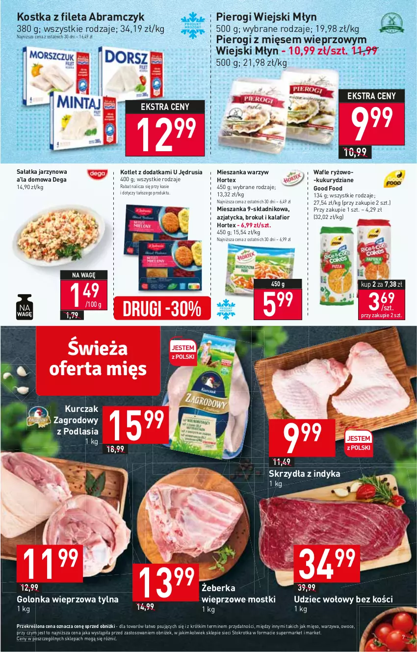 Gazetka promocyjna Stokrotka - Market - ważna 03.11 do 08.11.2023 - strona 7 - produkty: Dega, Golonka wieprzowa, Hortex, Kalafior, Kotlet, Kurczak, Mięso, Mieszanka warzyw, Owoce, Pierogi, Ryż, Sałat, Sałatka, Udziec wołowy, Wafle, Warzywa