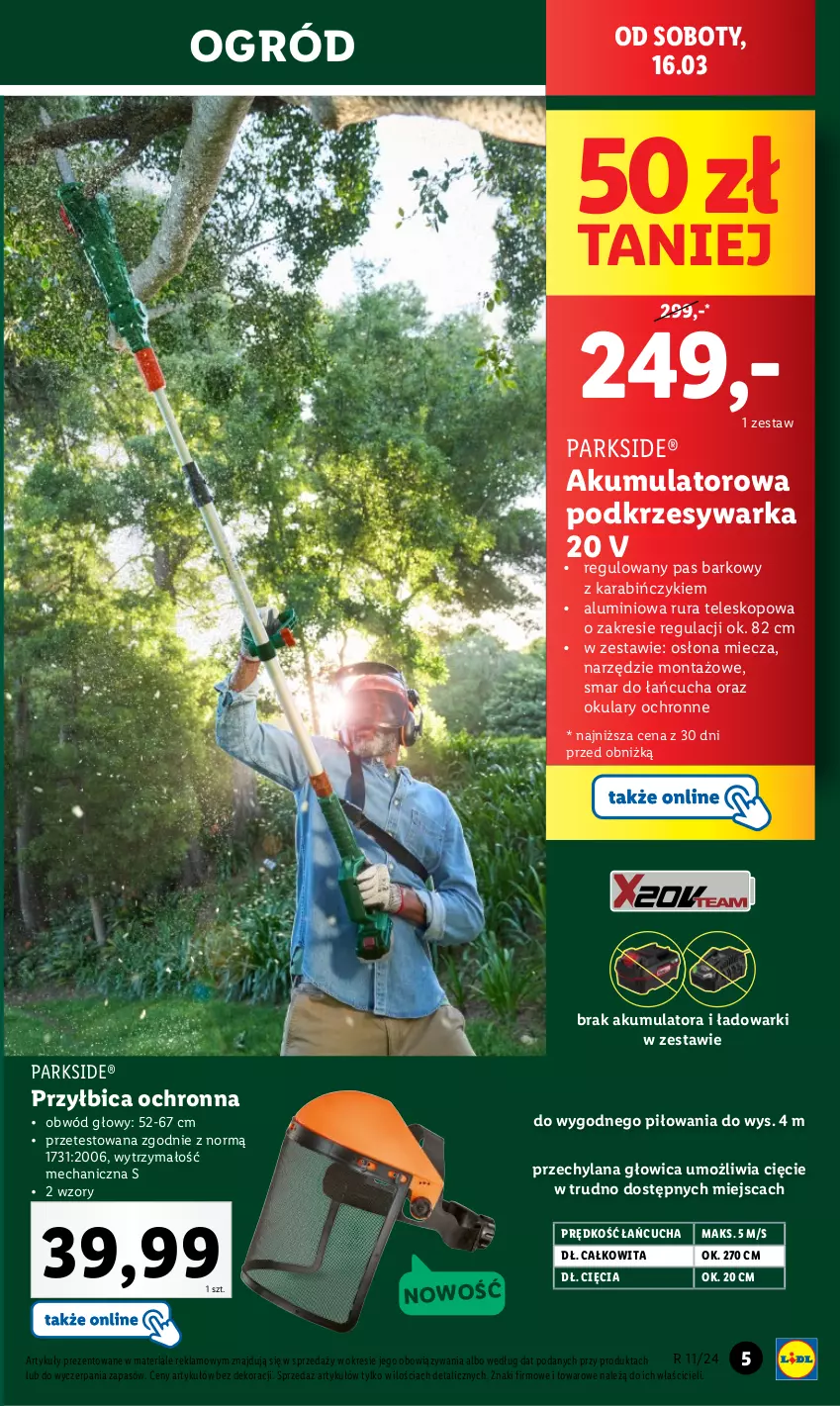 Gazetka promocyjna Lidl - KATALOG PARKSIDE - ważna 16.03 do 16.03.2024 - strona 5 - produkty: Akumulator, BIC, LANA, Miecz, Ogród, Okulary ochronne, Parkside, Rura, Teleskop, Warka