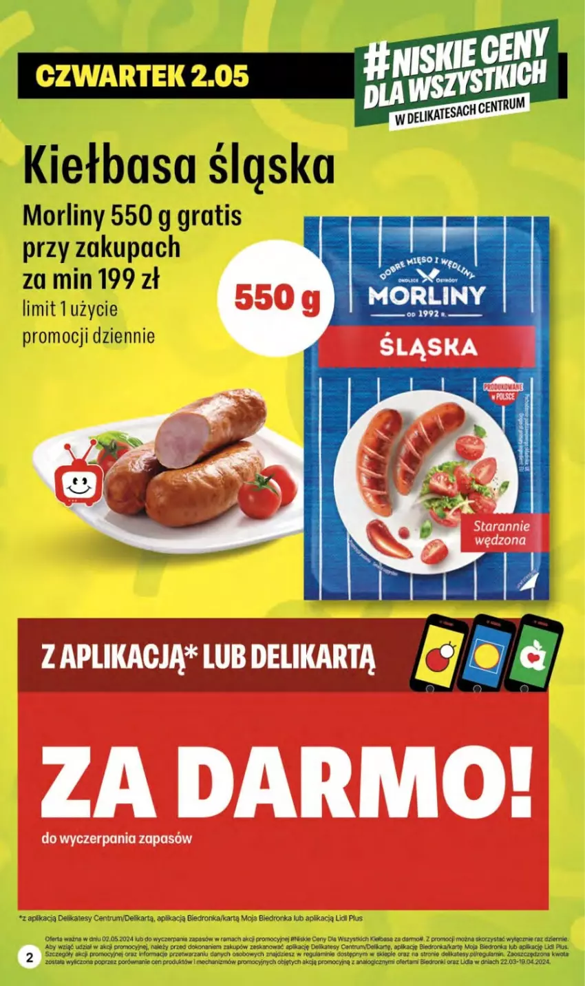 Gazetka promocyjna Delikatesy Centrum - NOWA GAZETKA Delikatesy Centrum od 2 maja! 2-8.05.2024 - ważna 02.05 do 08.05.2024 - strona 2 - produkty: Dron, Fa, Gra, Kiełbasa, Kiełbasa śląska, Morliny, Por, Rama, Rum