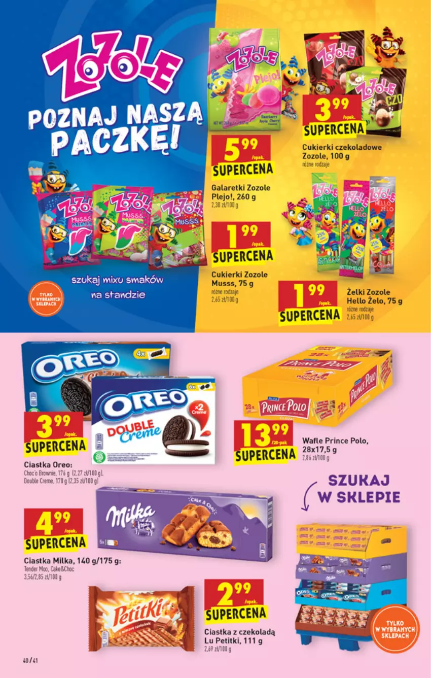 Gazetka promocyjna Biedronka - W tym tygodniu - ważna 15.04 do 21.04.2021 - strona 40 - produkty: Brownie, Ciastka, Cukier, Cukierki, Cukierki czekoladowe, Gala, Galaretki, Milka, Oreo, Prince Polo, Wafle