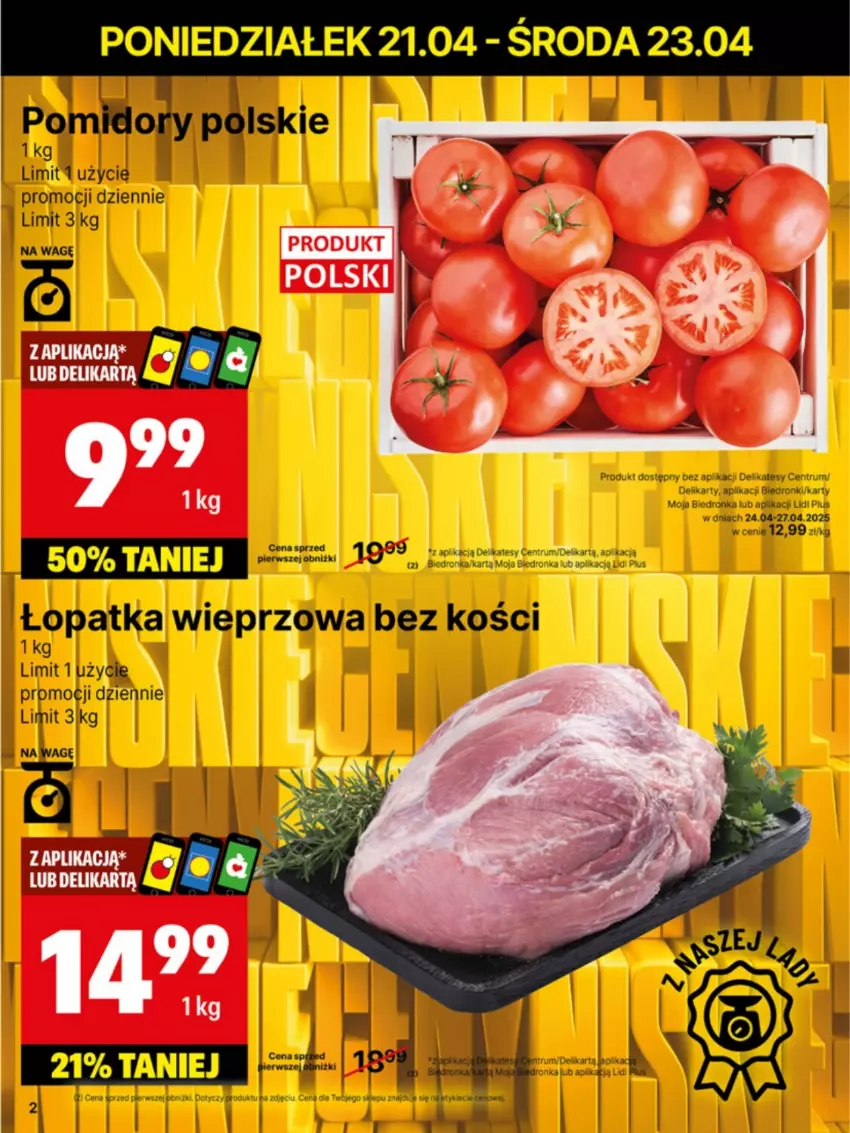 Gazetka promocyjna Delikatesy Centrum - Franczyza DC17 Poniedziałek - ważna 21.04 do 27.04.2025 - strona 2 - produkty: Pomidory
