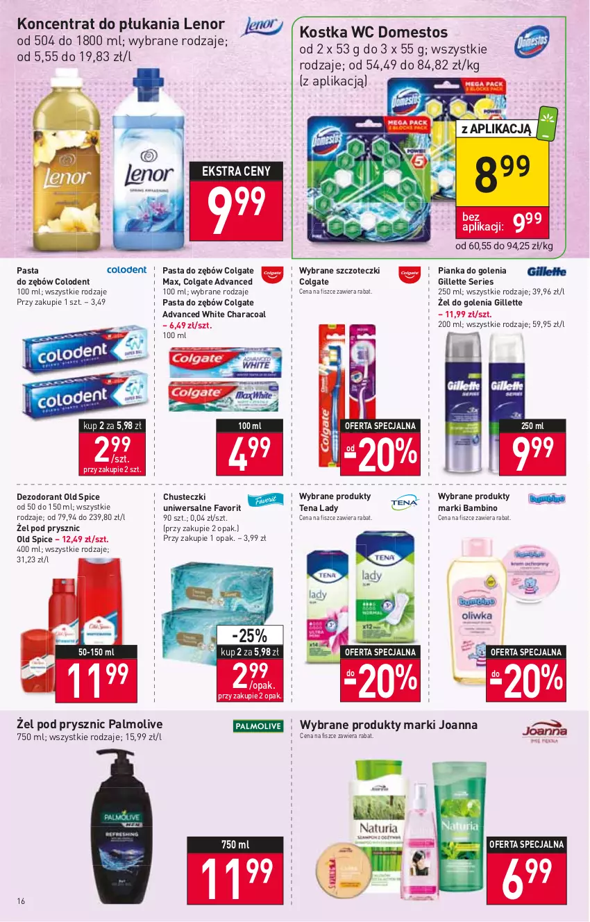 Gazetka promocyjna Stokrotka - Supermarket - ważna 10.03 do 16.03.2022 - strona 16 - produkty: Chusteczki, Colgate, Dezodorant, Domestos, Fa, Gillette, Joanna, Lenor, LG, Old Spice, Palmolive, Pasta do zębów, Pianka do golenia, Ser