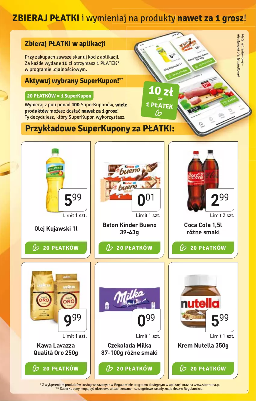 Gazetka promocyjna Stokrotka - Supermarket - ważna 10.03 do 16.03.2022 - strona 3 - produkty: Baton, Czekolada, HP, Kawa, Kinder, Kinder Bueno, Kujawski, Lavazza, Milka, Nutella, Olej