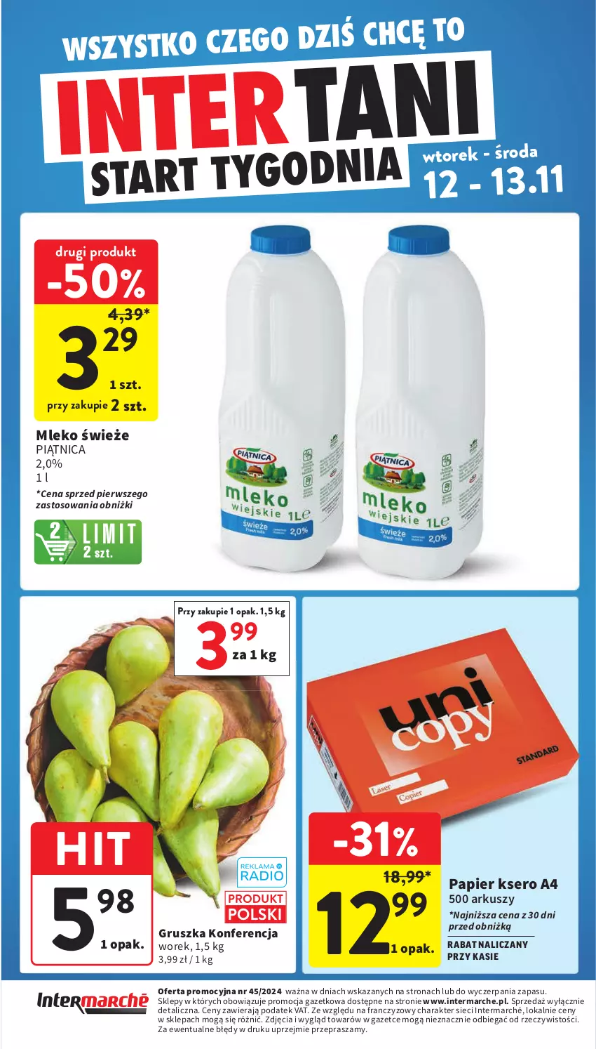 Gazetka promocyjna Intermarche - Gazetka Intermarche - ważna 07.11 do 13.11.2024 - strona 44 - produkty: Mleko, Papier, Piątnica, Ser