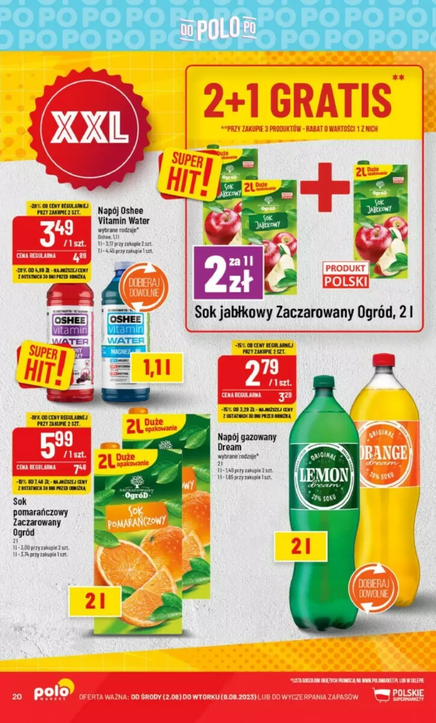 Gazetka promocyjna PoloMarket - ważna 02.08 do 08.08.2023 - strona 13 - produkty: Napój, Napój gazowany, Ogród, Oshee, Sok, Sok jabłkowy, Sok pomarańczowy