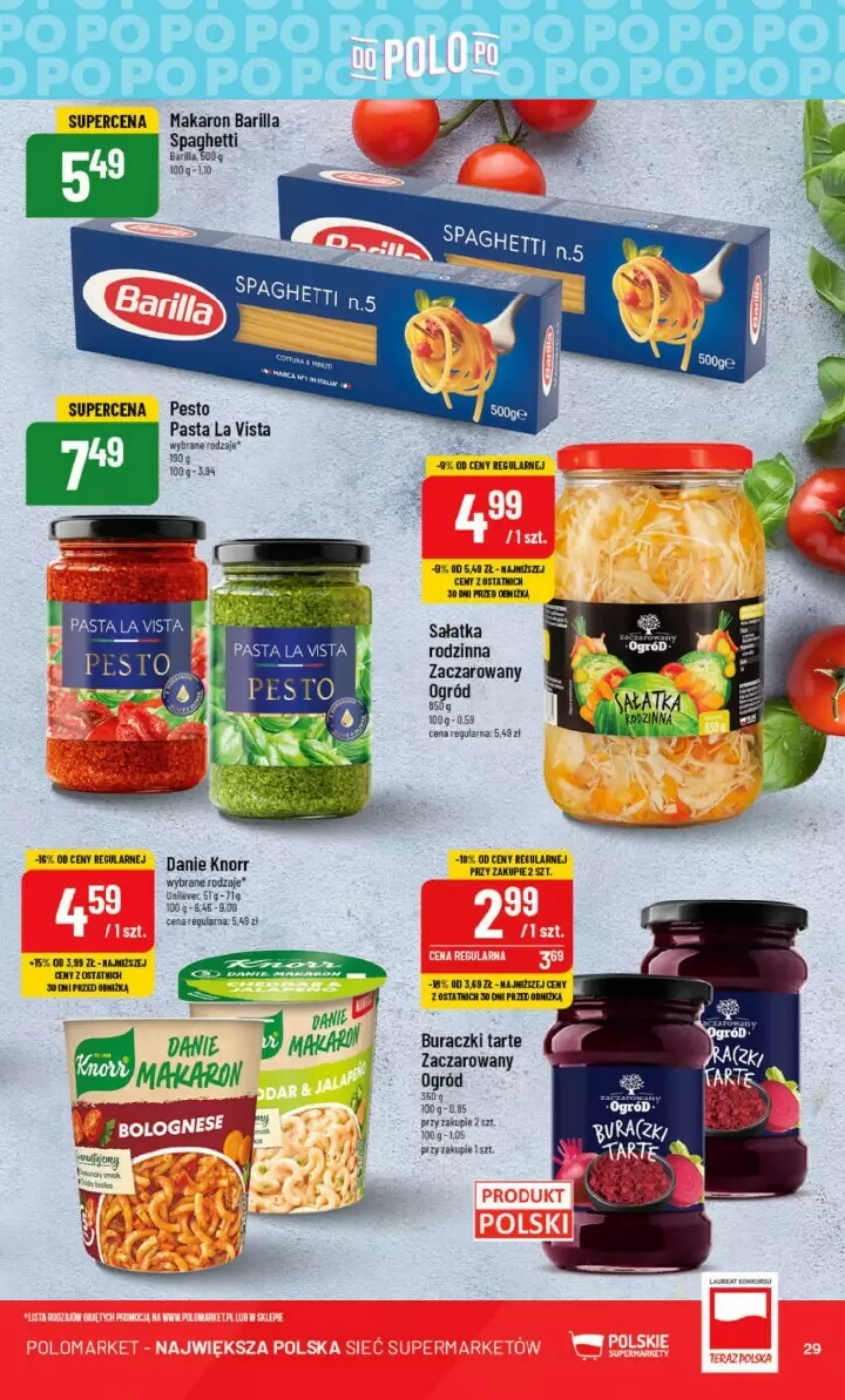 Gazetka promocyjna PoloMarket - ważna 02.08 do 08.08.2023 - strona 22 - produkty: Barilla, Buraczki, Knorr, Makaron, Noż, Ogród, Pesto, Sałat, Sałatka